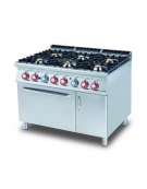 CUCINA 6 FUOCHI FORNO A GAS STATICO GN2/1 cm. 120x 90x 90h