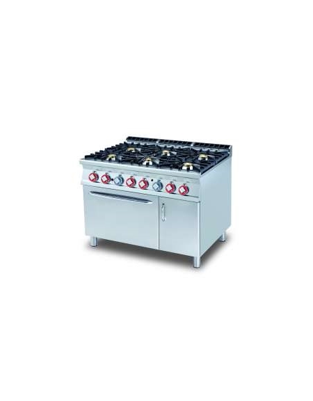 CUCINA 6 FUOCHI FORNO A GAS STATICO GN2/1 cm. 120x 90x 90h