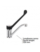 Monoforo miscelatore, leva clinica in plastica nera - mm 325x195