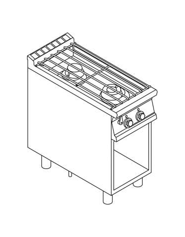 PIANO COTTURA ACQUA SU MOBILE A GIORNO 2 FUOCHI cm. 40x 90x 90h