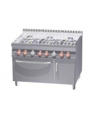 CUCINA ACQUA 6 FUOCHI - FORNO A GAS STATICO GN2/1 cm. 120x 90x 90h