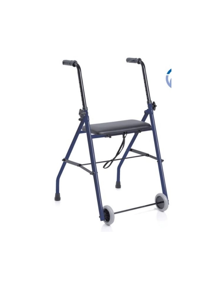 Deambulatore in alluminio con 2 ruote e 2 gommini antiscivolo, portata 100  kg. - cm 51x64x79/97h 