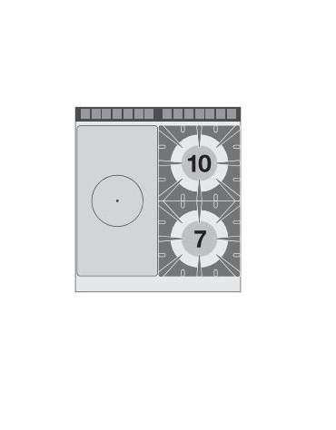 TUTTA PIASTRA + 2 FUOCHI SU FORNO GAS STATICO CM. 67X73X34H - PIASTRA CM. 37X73 - CM. 80X90X90H