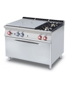 TUTTA PIASTRA + 2 FUOCHI SU FORNO ELETTRICO STATICO CM. 107X73X34H - PIASTRA CM. 77X73 - CM. 120X90X90H.