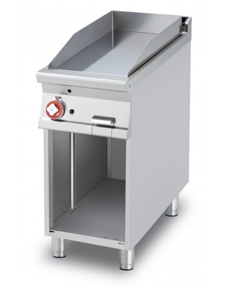 FRY-TOP LISCIO CROMATO GAS SU MOBILE A GIORNO - Piastra cm. 36x68 - CM. 40X90X90H.