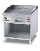 FRY-TOP 1/2 RIGATO + 1/2 LISCIO CROMATO TRIFASE SU MOBILE A GIORNO - Piastra cm. 76x68 - 2 zone di cottura - CM. 80X90X90H.