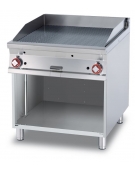 FRY-TOP RIGATO GAS SU MOBILE A GIORNO - Piastra cm. 76x68 - 2 zone di cottura - CM. 80X90X90H.