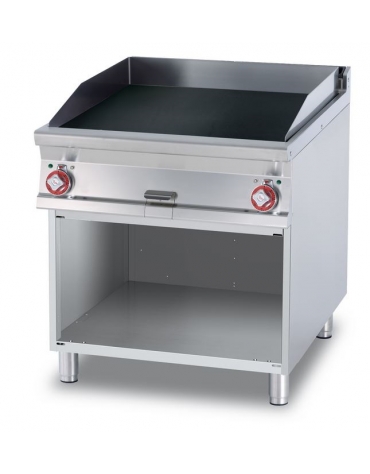 FRY-TOP VETROCERAMICA TRIFASE SU MOBILE A GIORNO - Piastra cm. 76x68 - 2 zone di cottura - CM. 80X90X90H.