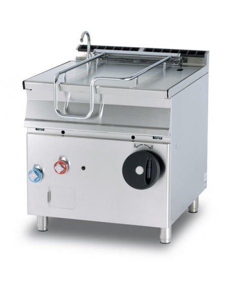 BRASIERA A GAS 80 LT. RIB. MANUALE - Vasca fondo inox - con coperchio - CM. 80X90X90H.