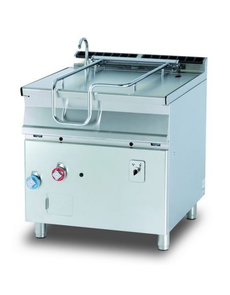 BRASIERA A GAS 80 LT. RIB. AUTOMATICO - Vasca fondo inox - con coperchio - CM. 80X90X90H.