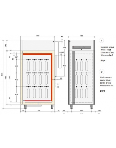 Armadio per asciugatura salumi / formaggi Lt.700 Porta cieca