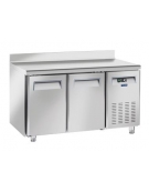 Tavolo refrigerato 2 porte com alzatina, in acciaio inox AISi 304, refrigerazione ventilata - cm 136x70x96h