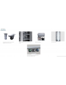 Tavolo refrigerato 4 porte a vetri, in acciaio inox AISi 304, refrigerazione ventilata - 223x60x86h