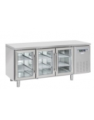 Tavolo refrigerato 3 porte a vetri, in acciaio inox AISi 304, refrigerazione ventilata - 179.5x70x86h