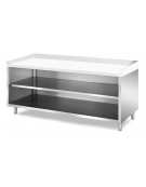 TAVOLO INOX PANETTERIA A GIORNO - CON PIANO E ALZATINE IN POLIETILENE - CM. 180X80X85H