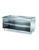 TAVOLO INOX PANETTERIA A GIORNO - CON PIANO E ALZATINE IN INOX - CM. 160X80X85H