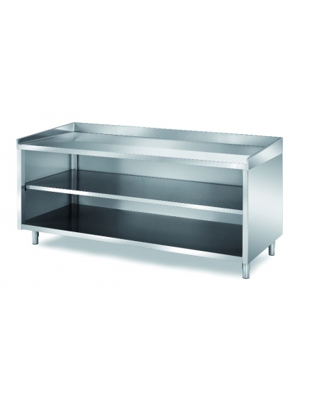 TAVOLO INOX PANETTERIA A GIORNO - CON PIANO E ALZATINE IN INOX - CM. 160X80X85H