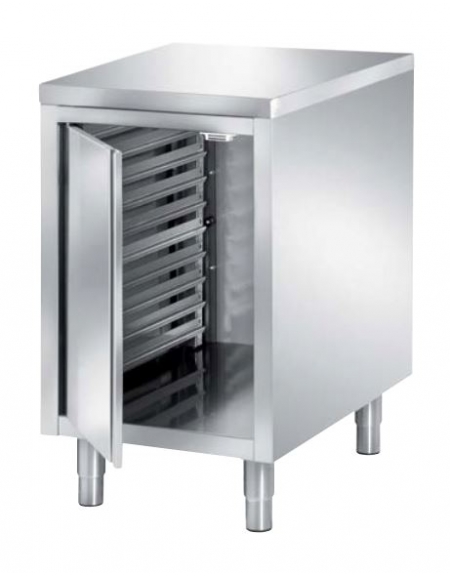 BASAMENTO FORNO ARMADIATO CON 1 ANTA BATTENTE CON PORTATEGLIE - capacità n. 7 teglie GN 2/1 H. 60 mm - CM. 80X80X72H