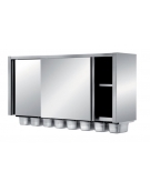 PENSILE A PARETE CON PORTE SCORREVOLI E CONTENITORI GN 1/4 H 100 MM - CM. 140X40X82H