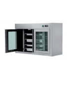 PENSILE A PARETE CALDO VENTILATO CON 3 PORTE A BATTENTE IN VETRO E ACCIAIO INOX - CM. 130X40X66H