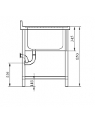 LAVATOIO CON RIPIANO INFERIORE A 3 VASCHE CON 2 GOCCIOLATOI - CM. 300X70X85H