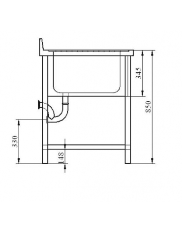 LAVATOIO CON RIPIANO INFERIORE A 3 VASCHE CON 2 GOCCIOLATOI - CM. 300X70X85H