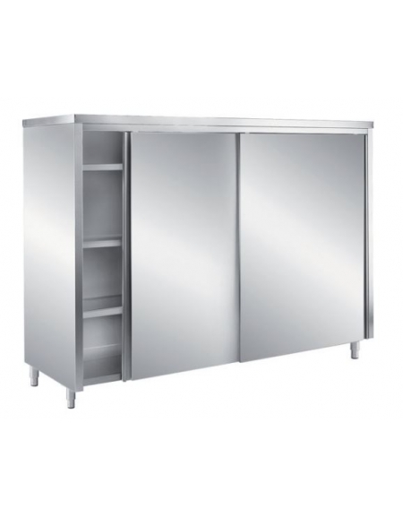 Armadio dispensa in acciaio inox con ante scorrevoli per ristorazione e  cucine professionali cm 150x70x200h - Armadi deposito in