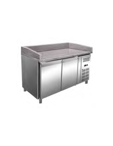 Tavolo refrigerato pizzeria 3 porte, 2 ripiani - 390 Lt. - piano in granito - mm 1515x800x1000h