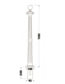 Dissuasore in i ghisa, colonna con base ottagonale e occhielli fissi, arricchita da fregi ornamentali - cm diam. 21,5x100h