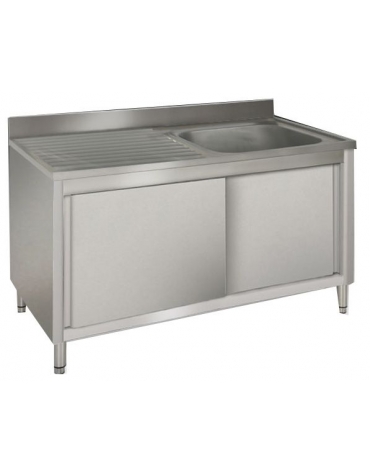 Lavatoio inox armadiato 1 vasca+gocciolatoio sx cm 100x60x85h