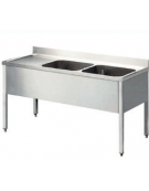 Lavatoio inox 2 vasche+gocc.sinistro Dimensioni cm.140x60x85/90h