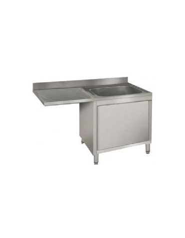 Lavatoio armadiato inox 1 vasca+gocc.sinistro cm 120x60x85h