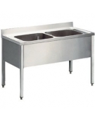 Lavatoio inox 2 vasche Dimensioni cm.130x60x85/90h