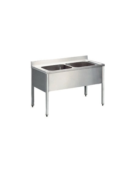 Lavatoio inox 2 vasche Dimensioni cm.130x60x85/90h