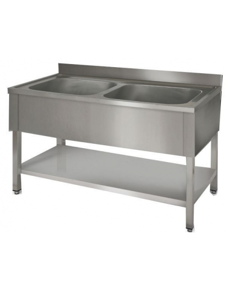 Lavatoio inox 2 vasche Dimensioni cm.120x60x85/90h