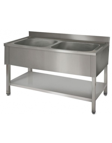 Lavatoio inox 2 vasche Dimensioni cm.100x70x85/90h