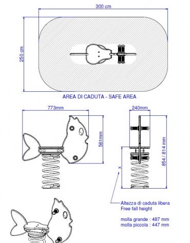 Gioco a molla Pesce, con molla Ø mm 200x400h