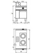 Cucine a induzione per ristoranti N° 2 Zone di cottura su mobile aperto cm 40x73x87h