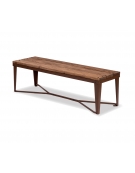 Panchina senza schienale variante Corten/Marrone ,struttura in acciaio, seduta con doghe in legno- CM 150x45x45 h