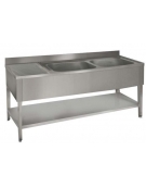 Lavatoio inox 2 vasche+gocc.sinistro Dimensioni cm.180x60x85/90h