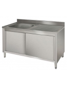 Lavatoio inox armadiato 1 vasca+gocciolatoio destro cm 140x60x85