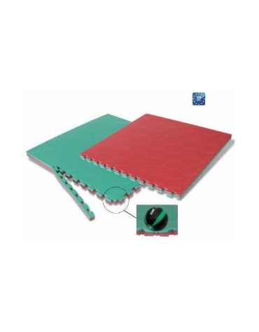Tappeto Tatami ad incastro cm. 100 x 100 x 4, bicolore rosso e verde