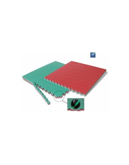 Tappeto Tatami ad incastro cm. 100 x 100 x 4, bicolore rosso e verde