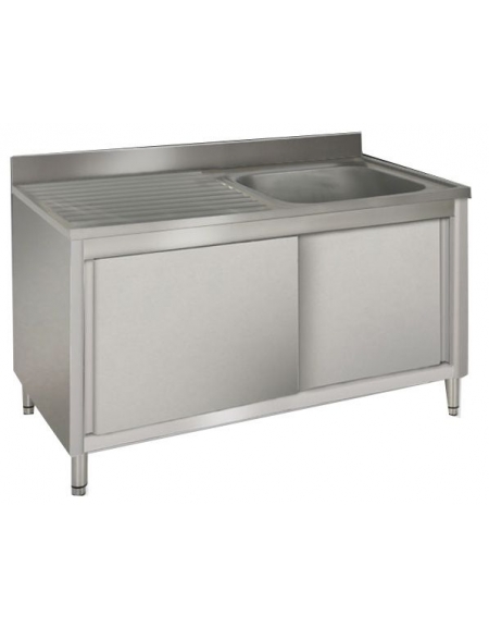 Lavatoio inox armadiato 1 vasca+gocciolatoio sx cm 120x60x85h