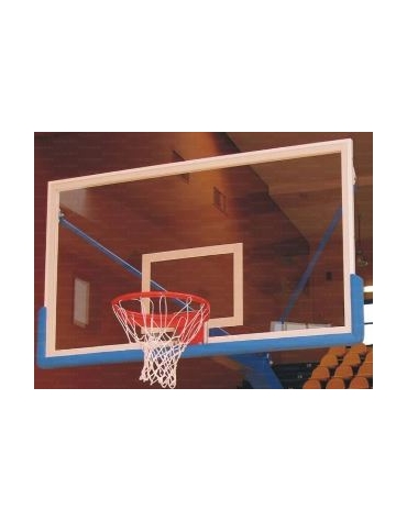 Tabellone basket in cristallo spessore mm.12 con telaio. Dim. 180 x 105