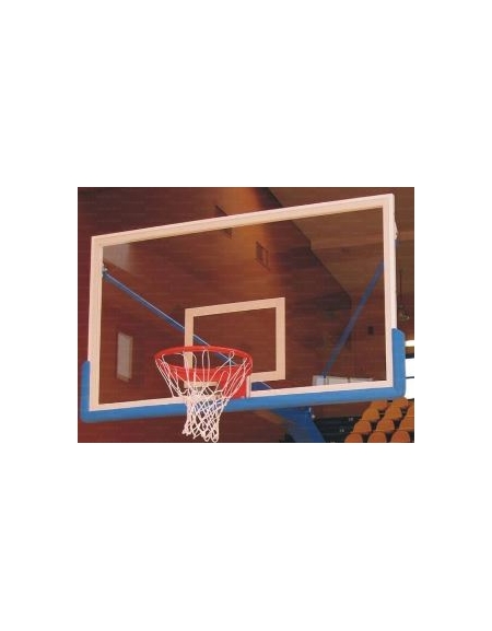 Tabellone basket in cristallo spessore mm.12 con telaio. Dim. 180 x 105