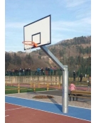 Impianto basket monotubolare in acciaio zincato, tabelloni in legno, sbalzo cm.225.