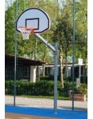 Impianto basket monotubolare in acciaio zincato, tabelloni in lamiera, sbalzo cm.165.