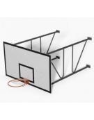 Impianto basket fisso, tabelloni in legno, sbalzo 165cm.