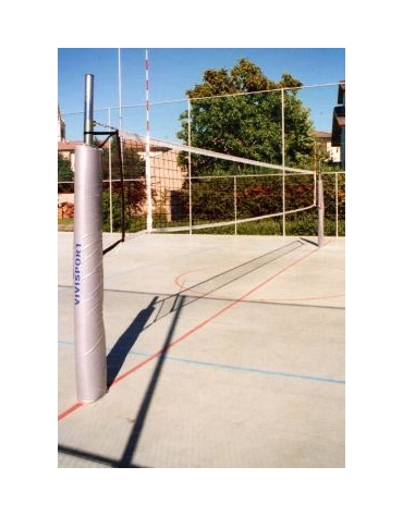 Impianto pallavolo monotubolare diam. 70 mm., con bussole, zincato, completo di tendirete.